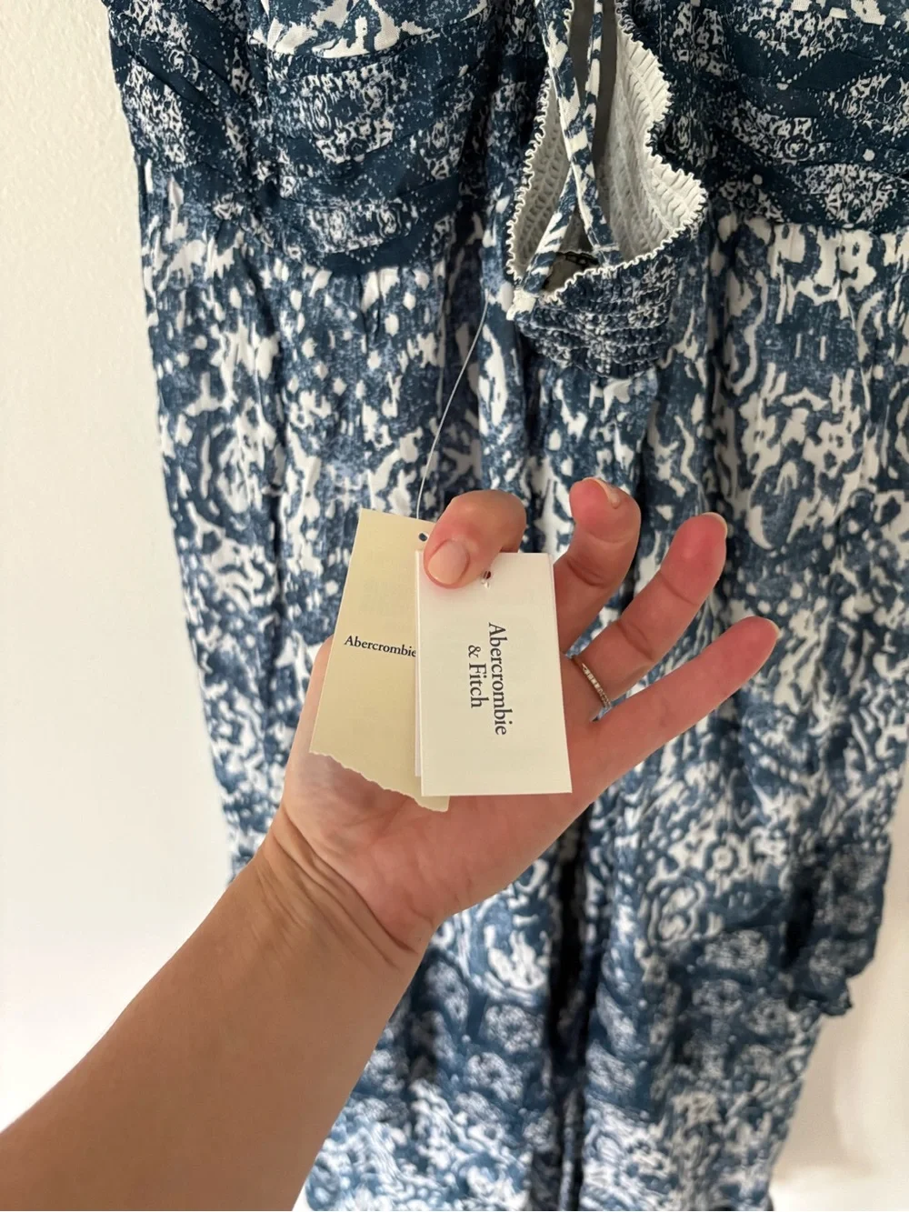 Abercrombie & Fitch Blue Paisley Bra-Free Tie Back Spaghetti Strap Maxi Dress XL